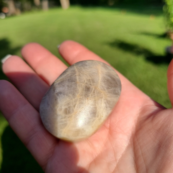 Polished Moonstone Crystal Palmstone - Picture 3 of 3